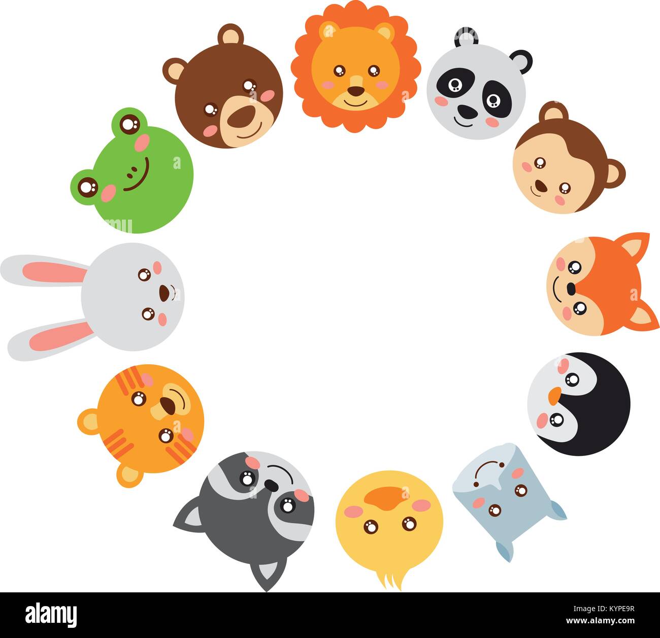 cute animals circle with head wildlife funny Stock Vector Image & Art