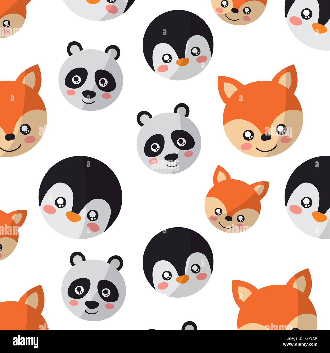 seamless pattern cute animals face image Stock Vector Image & Art - Alamy