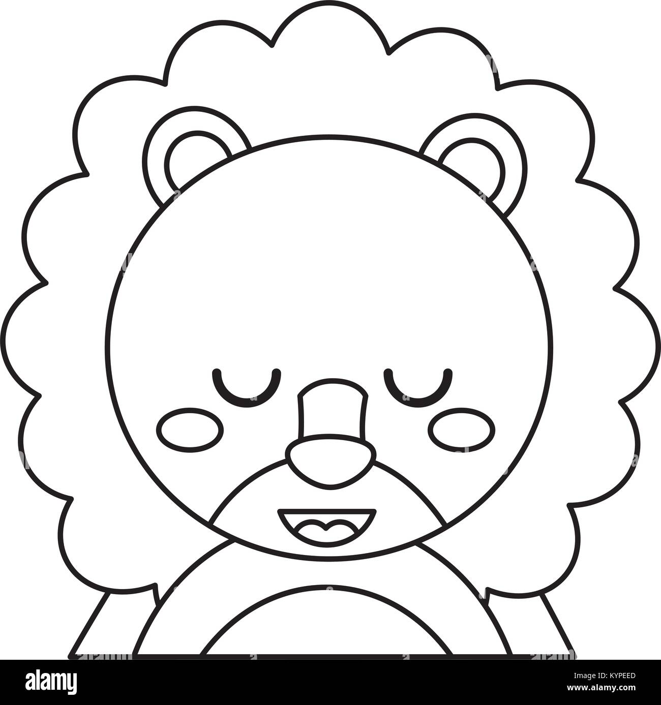 cute portrait lion animal baby with close eyes Stock Vector Image & Art ...