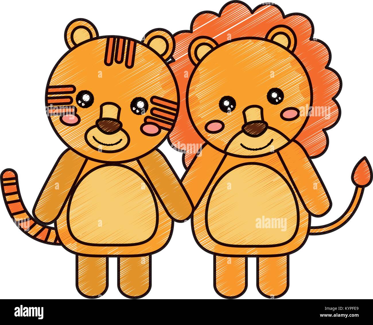cute animals lion and tiger babies Stock Vector Image & Art - Alamy