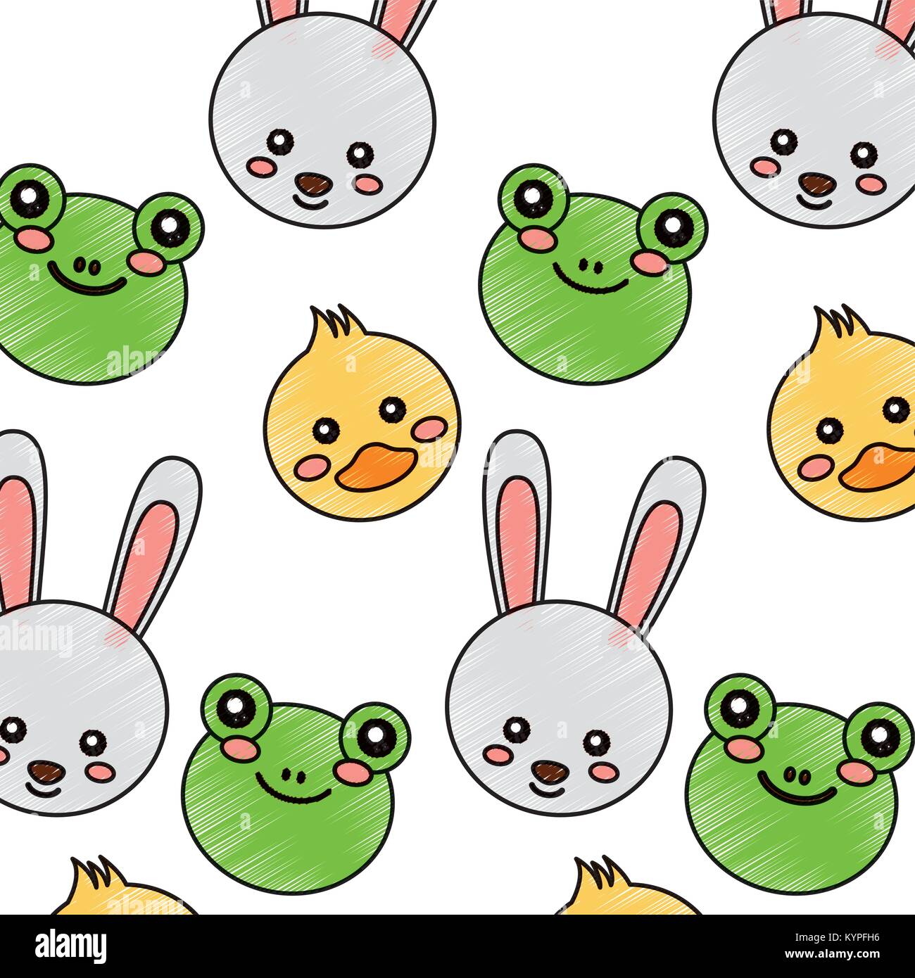 seamless pattern cute animals face image Stock Vector Image & Art - Alamy
