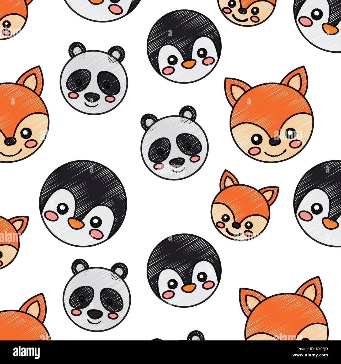 seamless pattern cute animals face image Stock Vector Image & Art - Alamy