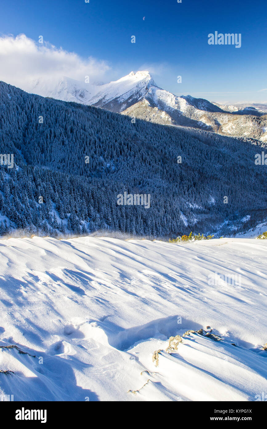 Tatra Mountains- strong wind and snow Stock Photo