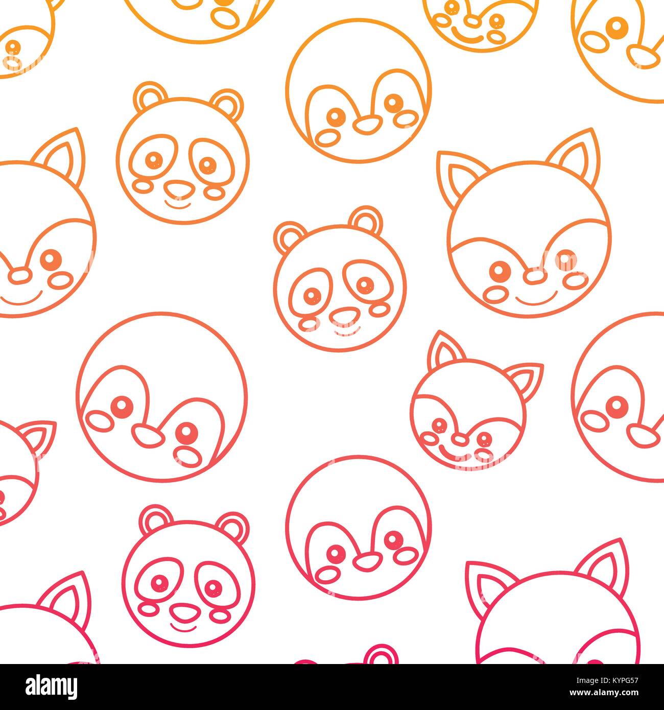 seamless pattern cute animals face image Stock Vector Image & Art - Alamy
