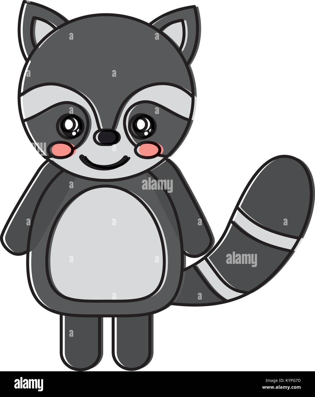 cute raccoon animal standing cartoon wildlife Stock Vector Image & Art ...