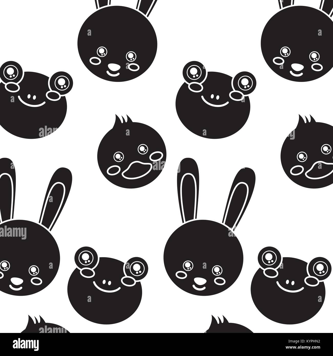 seamless pattern cute animals face image Stock Vector Image & Art - Alamy