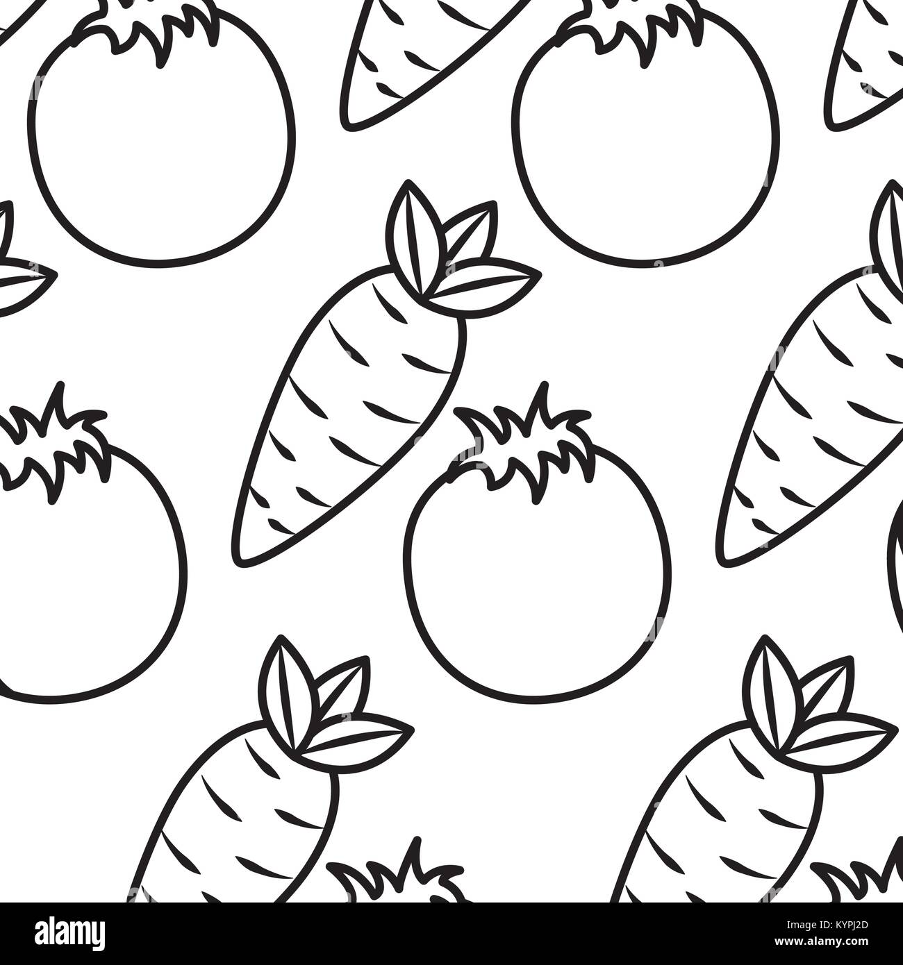 tomato and carrot vegetables fresh seamless pattern Stock Vector Image ...