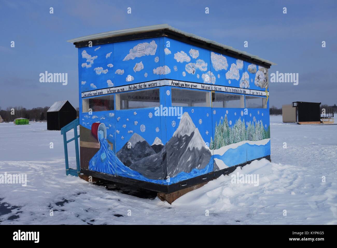 The Shanty Revolution shanty stands empty before the start of the Art Shanty Projects in