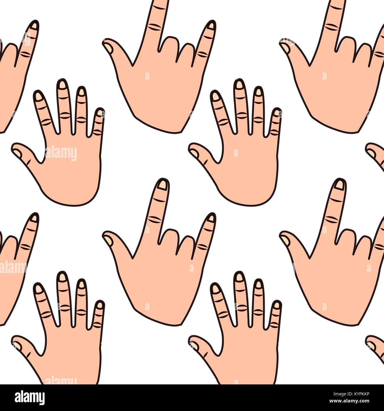 hands showing five fingers rock and roll pattern Stock Vector