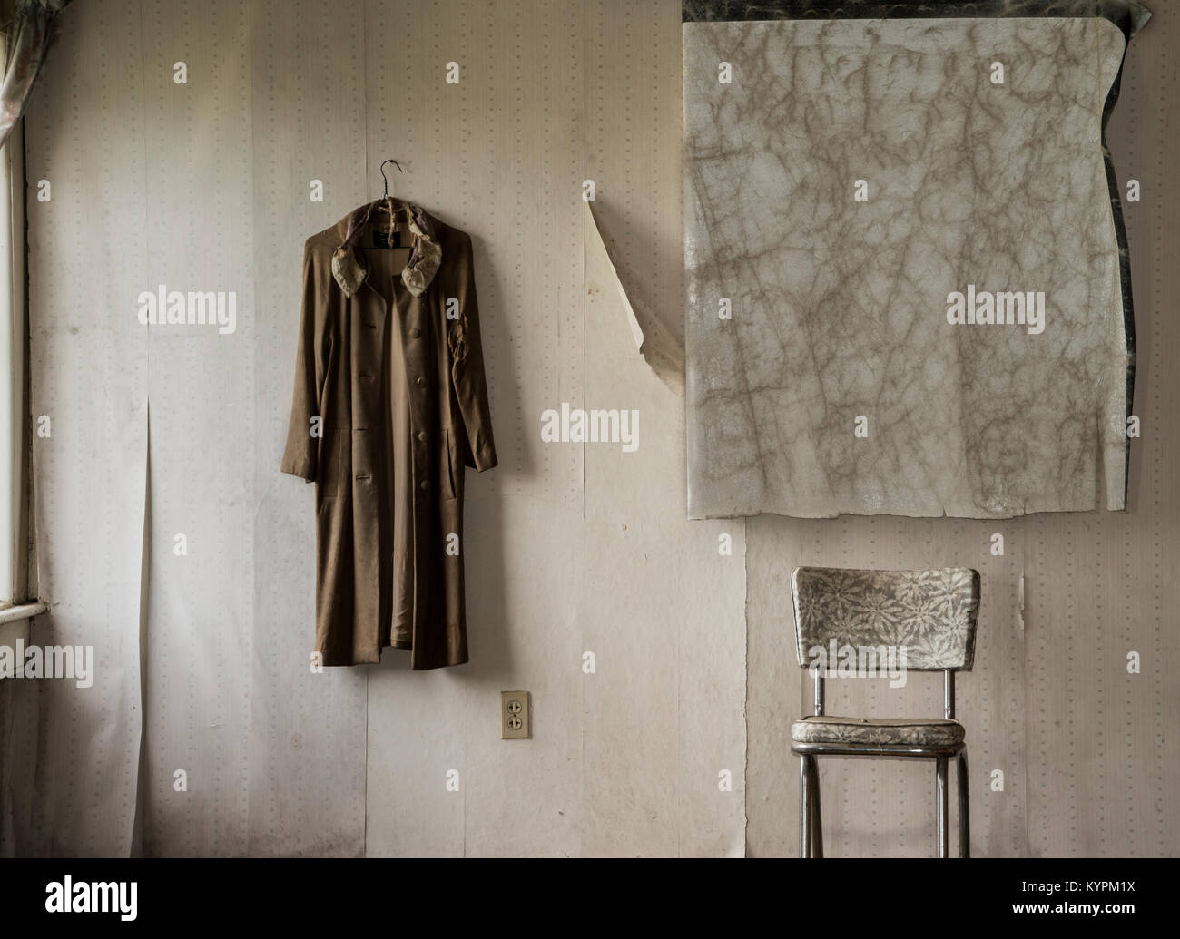 Interior of abandoned house in Endicott, Washington, USA - Stock Image