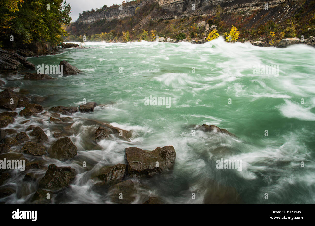Whirlpool rapids from the White Water Walk in Niagara Falls, Ontario, Canada - Stock Image