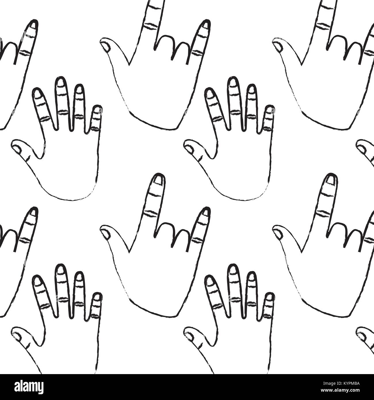 hands showing five fingers rock and roll pattern Stock Vector