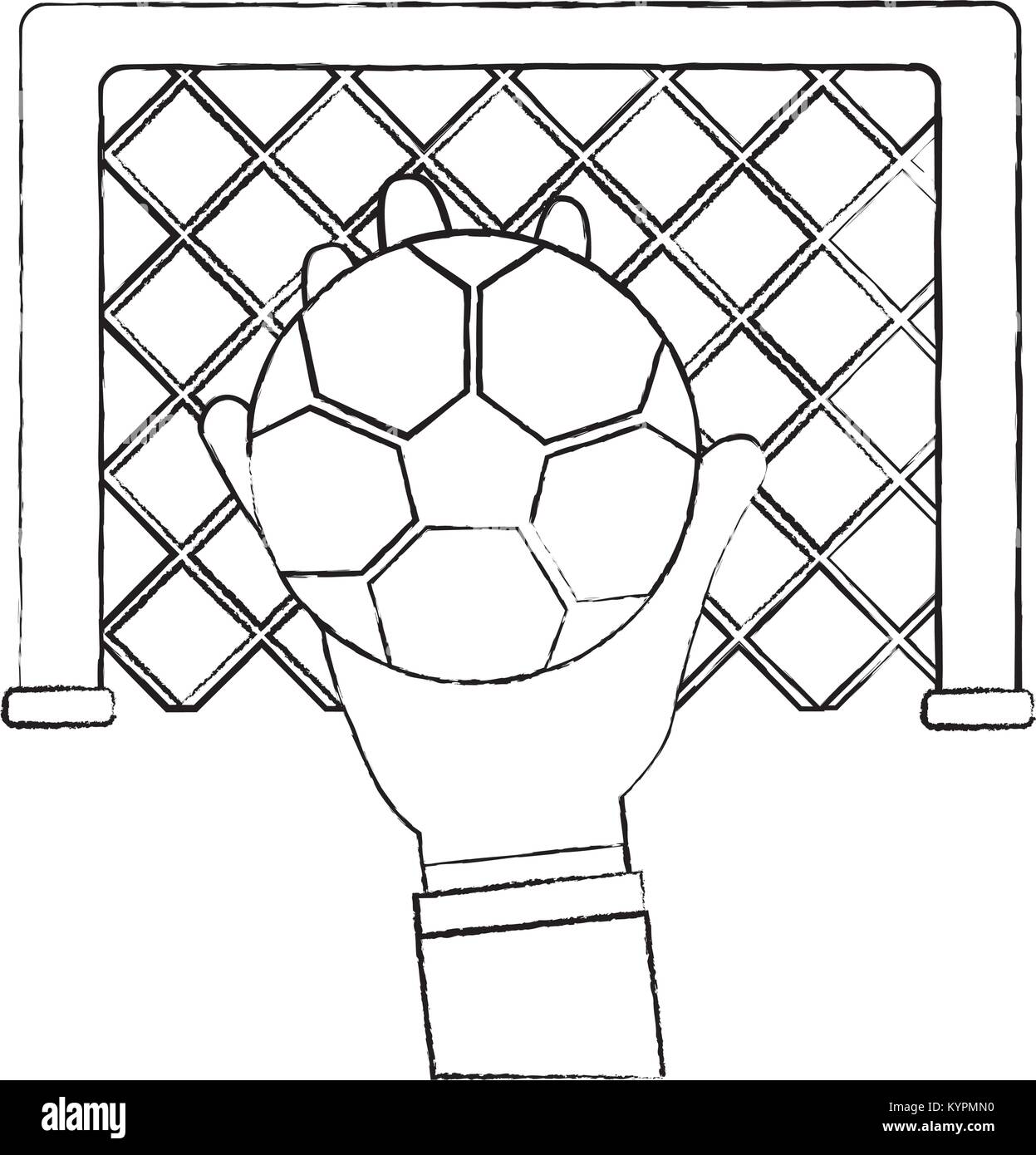 Hand Holding Soccer Ball Goal Stock Vector Image Art Alamy