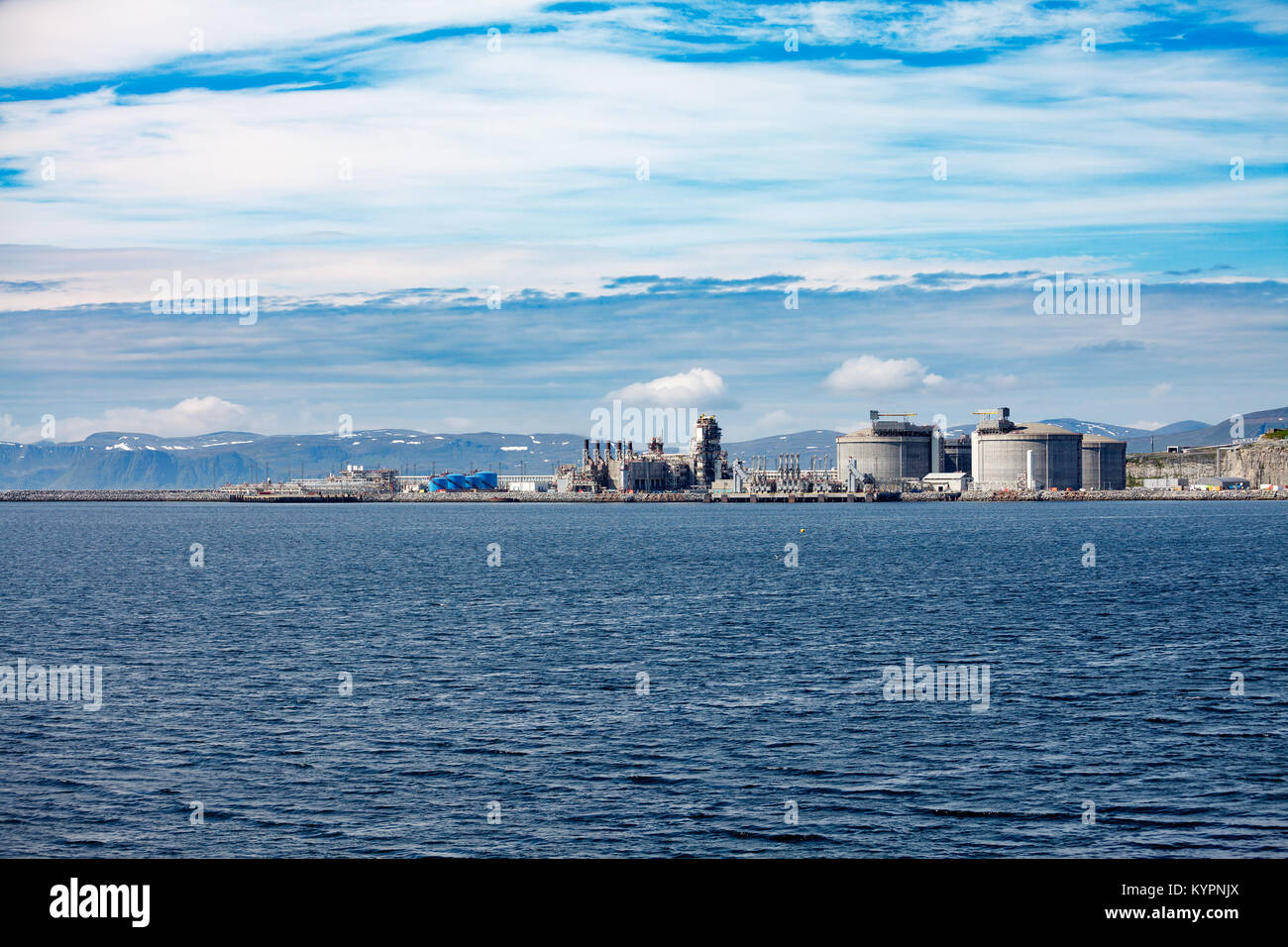 Hammerfest Island Muolkkut Northern Norway, gas processing plant. Stock Photo