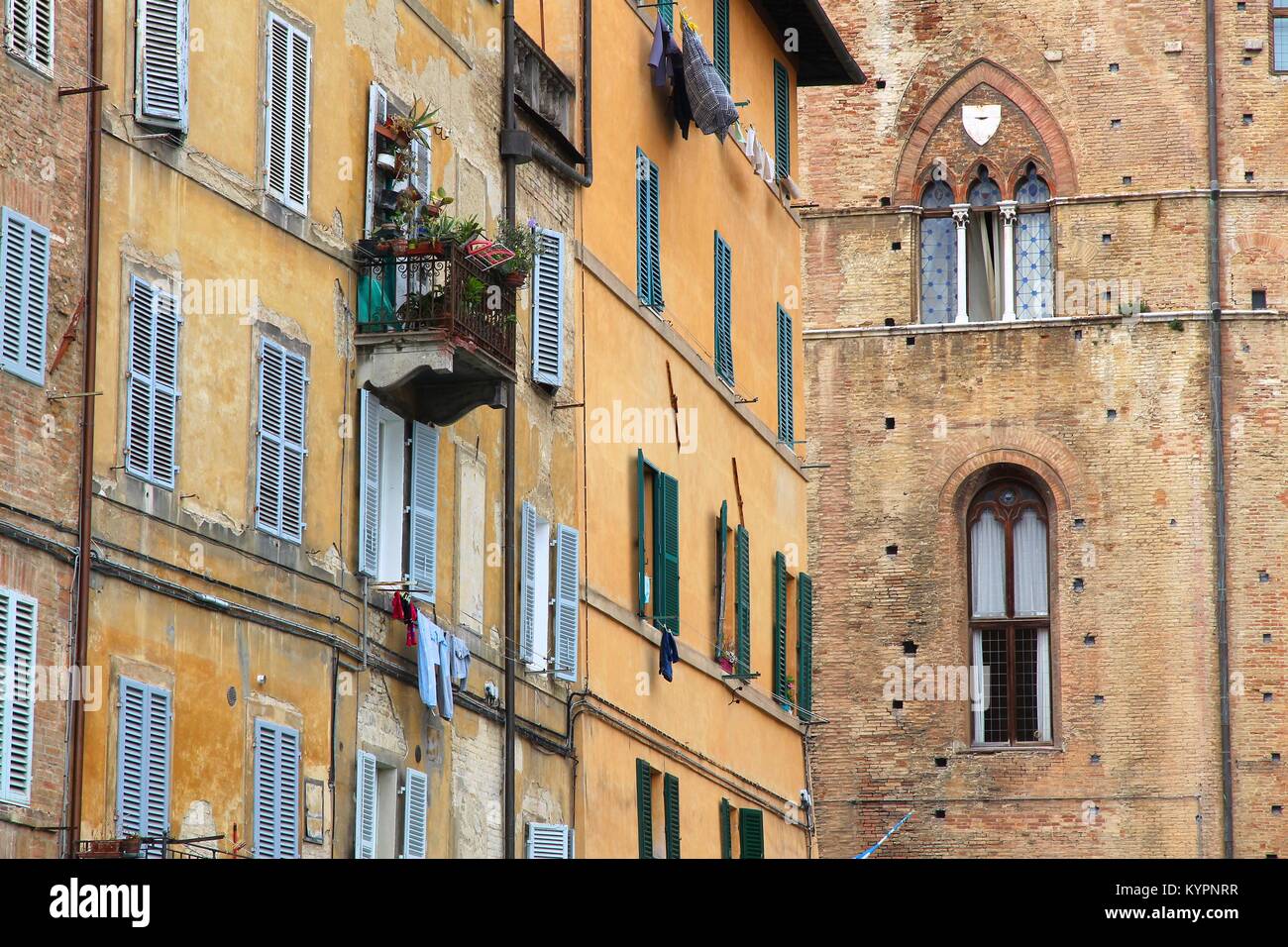 Siena, Italy - medieval town of Tuscany. Old town architecture. Stock Photo