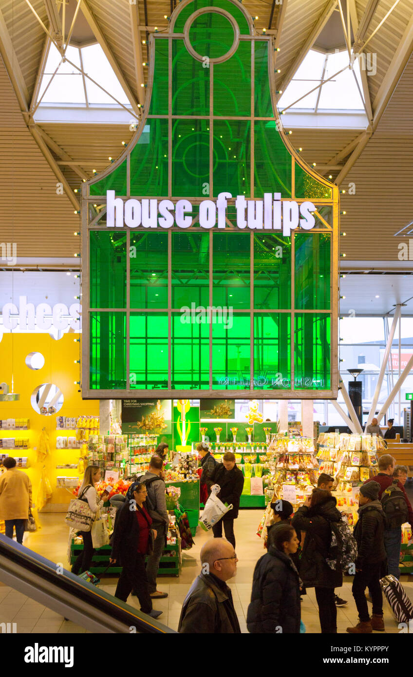 The House of Tulips shop selling Dutch products, in Schiphol Airport terminal, Amsterdam Airport Schiphol, Amsterdam, Netherlands Stock Photo