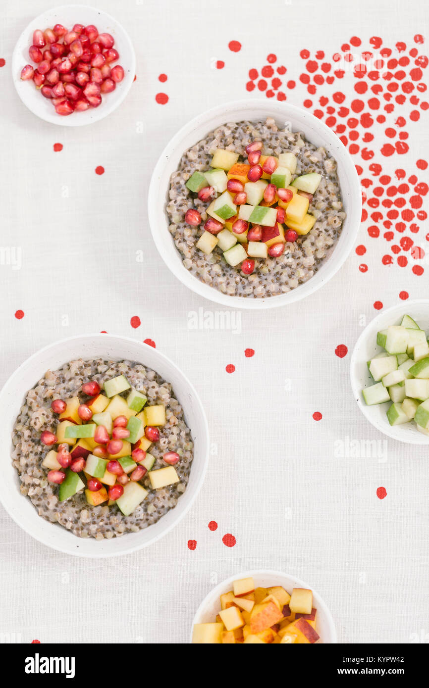 Overnight Buckwheat Porridge topped off with fruit Stock Photo Alamy