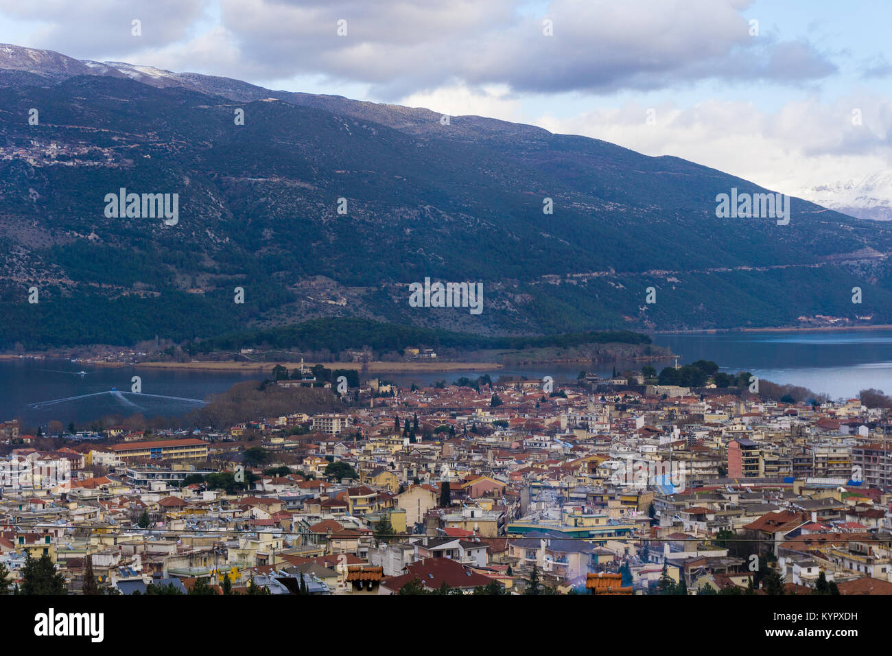 Panoramic view of Ioannina city in Epirus, Greece Stock Photo