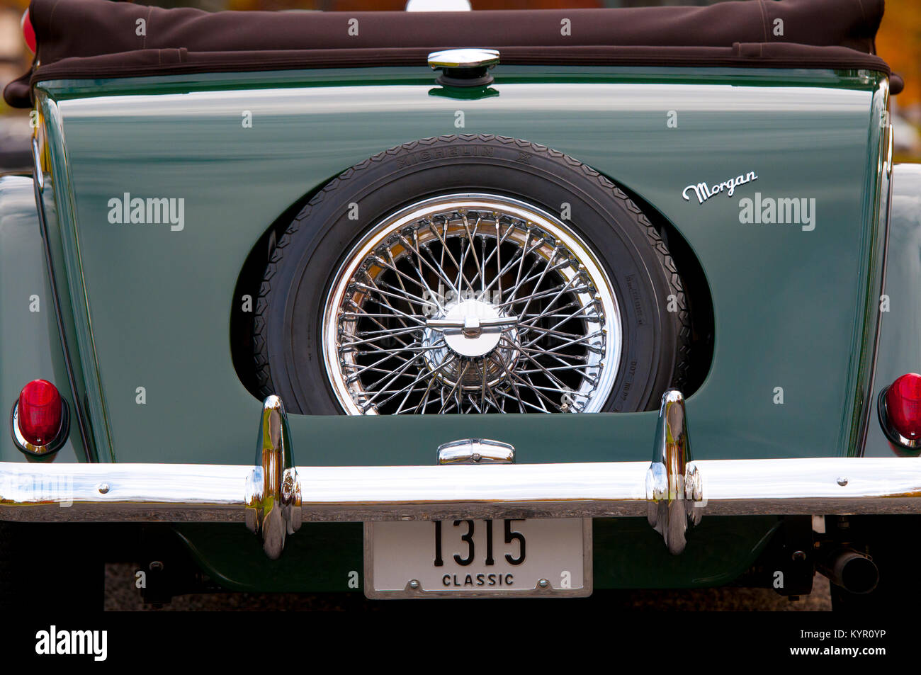 Rear end of a 1959 Morgan+4 Drophead Coupe Stock Photo