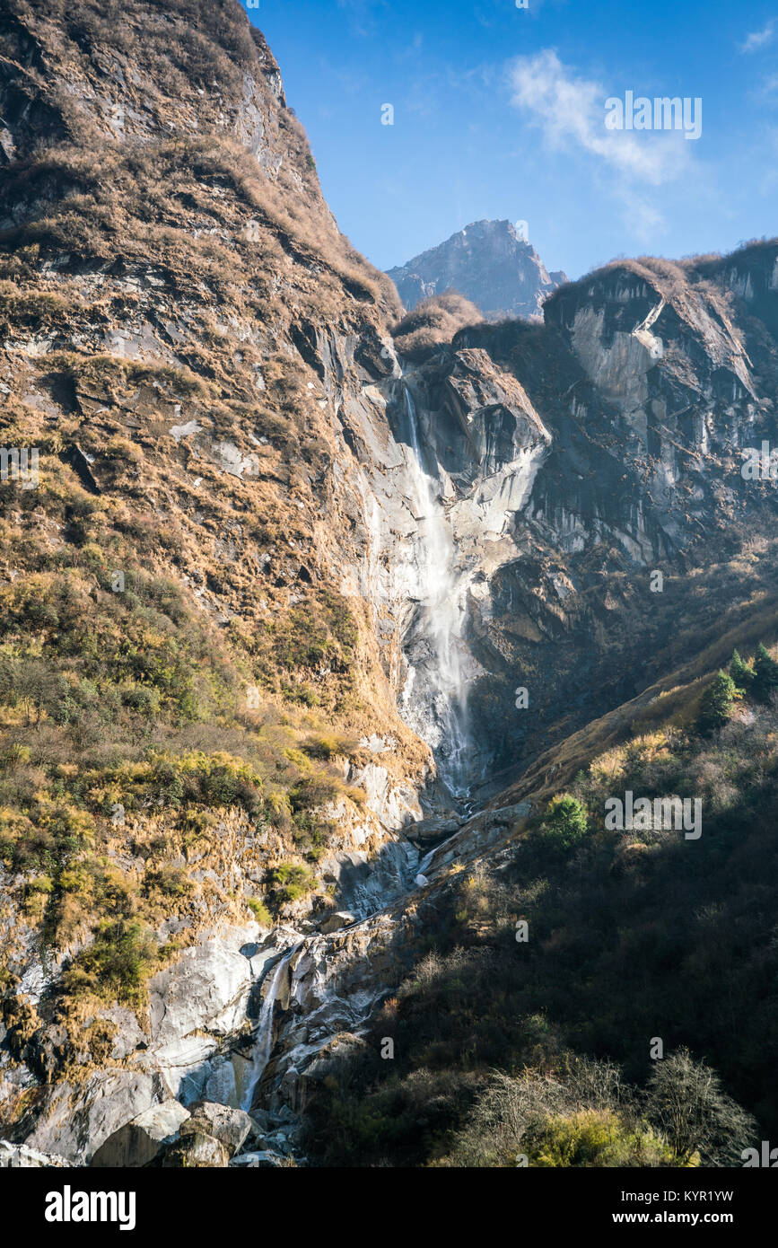 waterfall, Annapurna base camp trek, Nepal, Asia. Stock Photo