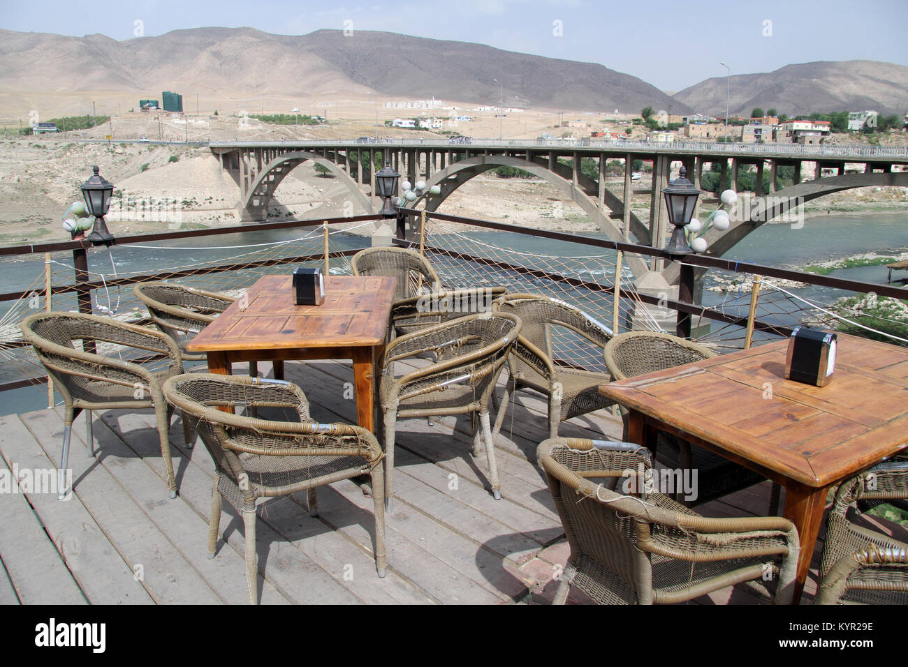 Chairs and tables in cafe in Hasankeif, Turkey Stock Photo Alamy
