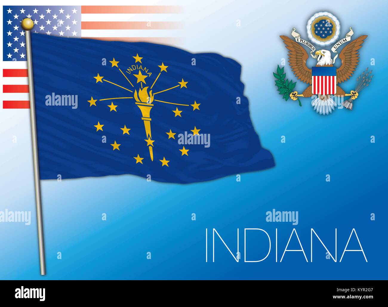 Indiana federal state flag, United States Stock Vector