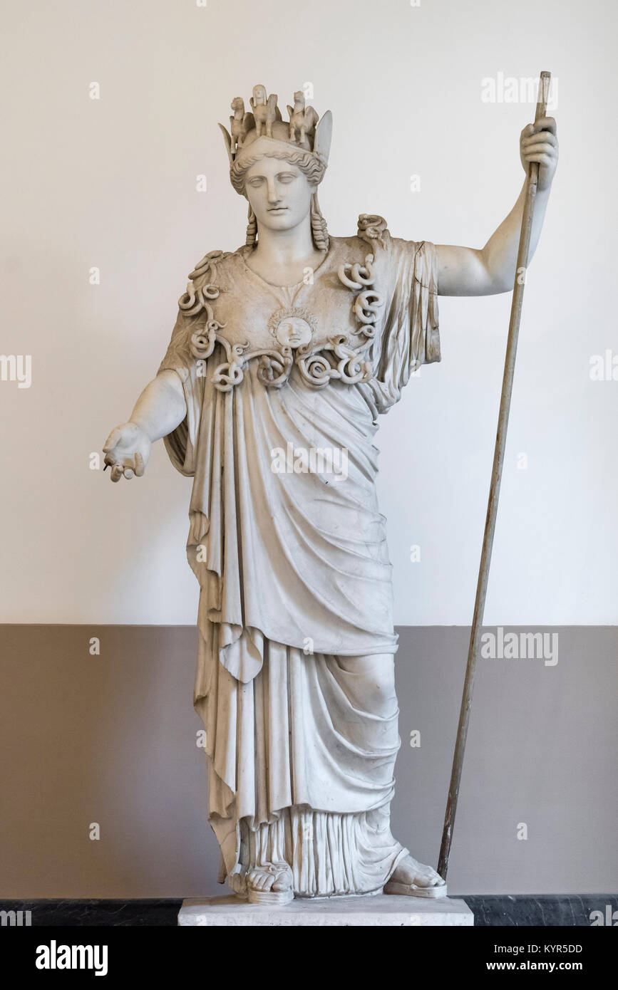 Naples. Italy. Farnese Athena sculpture, Roman copy after a Greek original from the school of Phidias. Museo Archeologico Nazionale di Napoli. Stock Photo