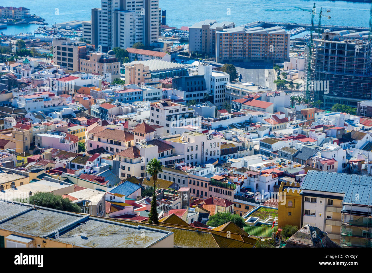 View over Gibraltar city from above in sunny day Stock Photo - Alamy