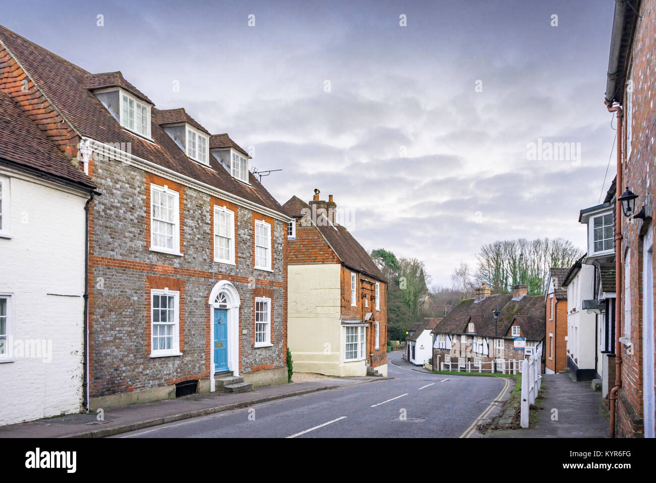 Bridge Street in the village of Wickham in January 2018, Hampshire, England, UK Stock Photo