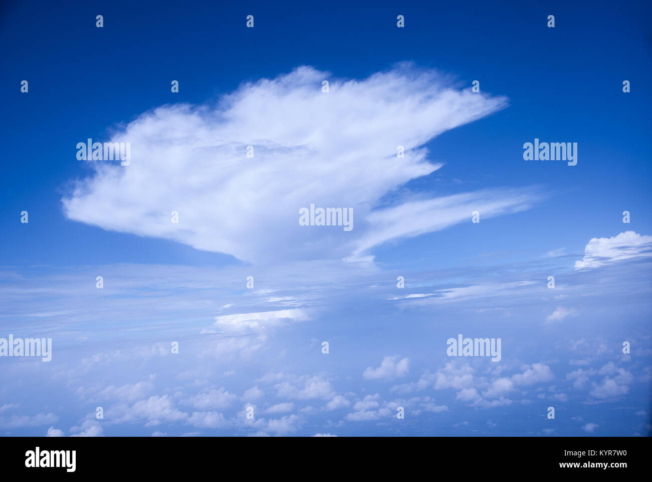 clouds seen from airplane above Sulawesi, Indonesia Stock Photo
