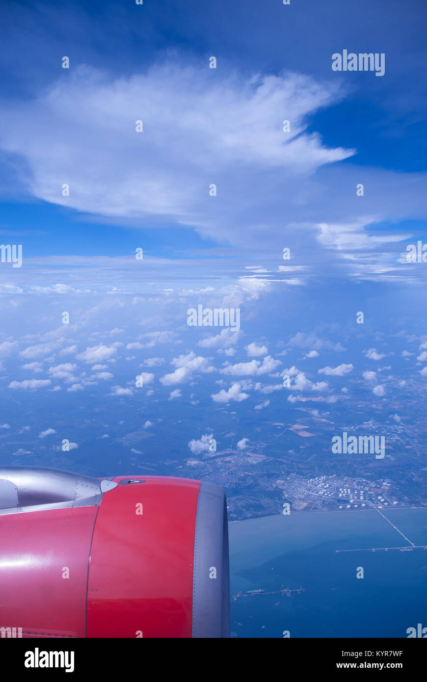 clouds seen from airplane above Sulawesi, Indonesia Stock Photo