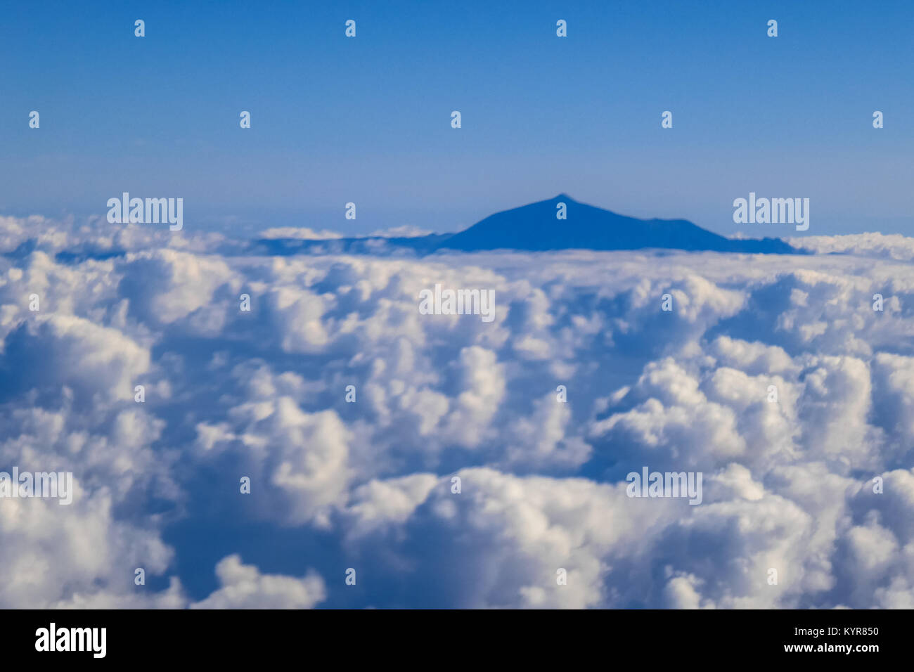 Clouds seen from above with volcano Teide at Tenerife, Canary Islands Stock Photo