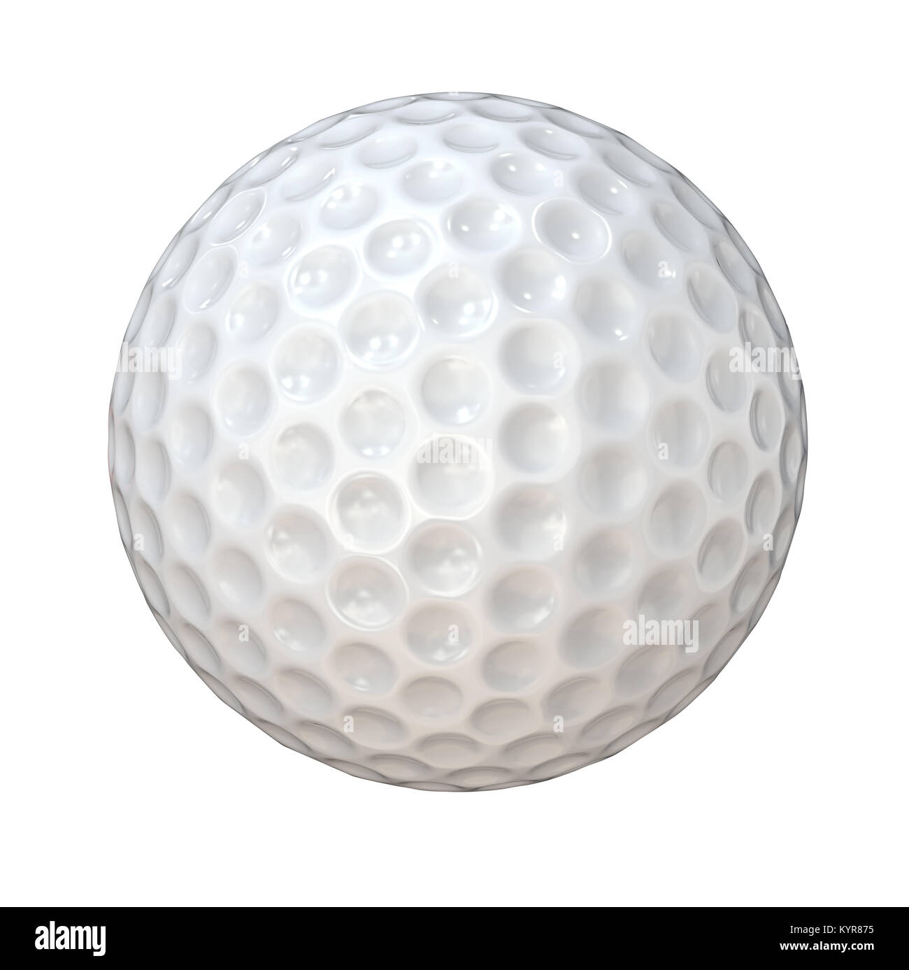 Classic white Golf Ball. Isolated on white background. 3d Render. Stock Photo