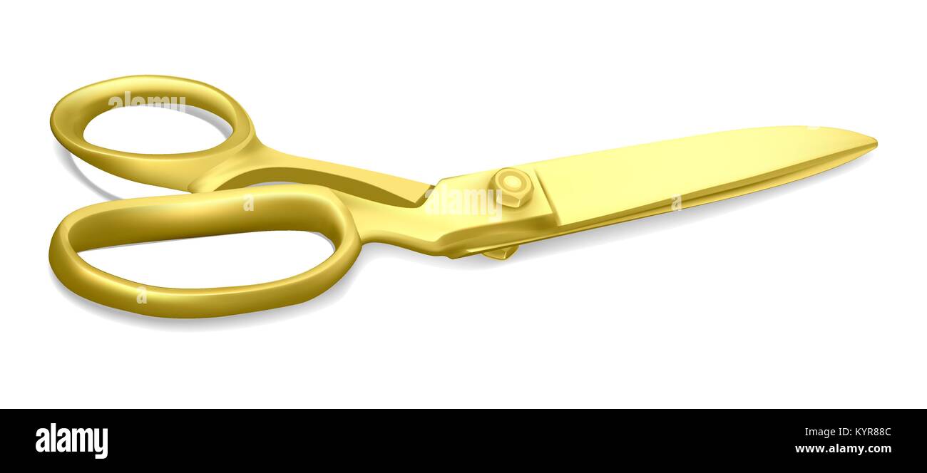 Gold scissors isolated in white background. Vector illustration EPS 10 Stock Vector Image & Art