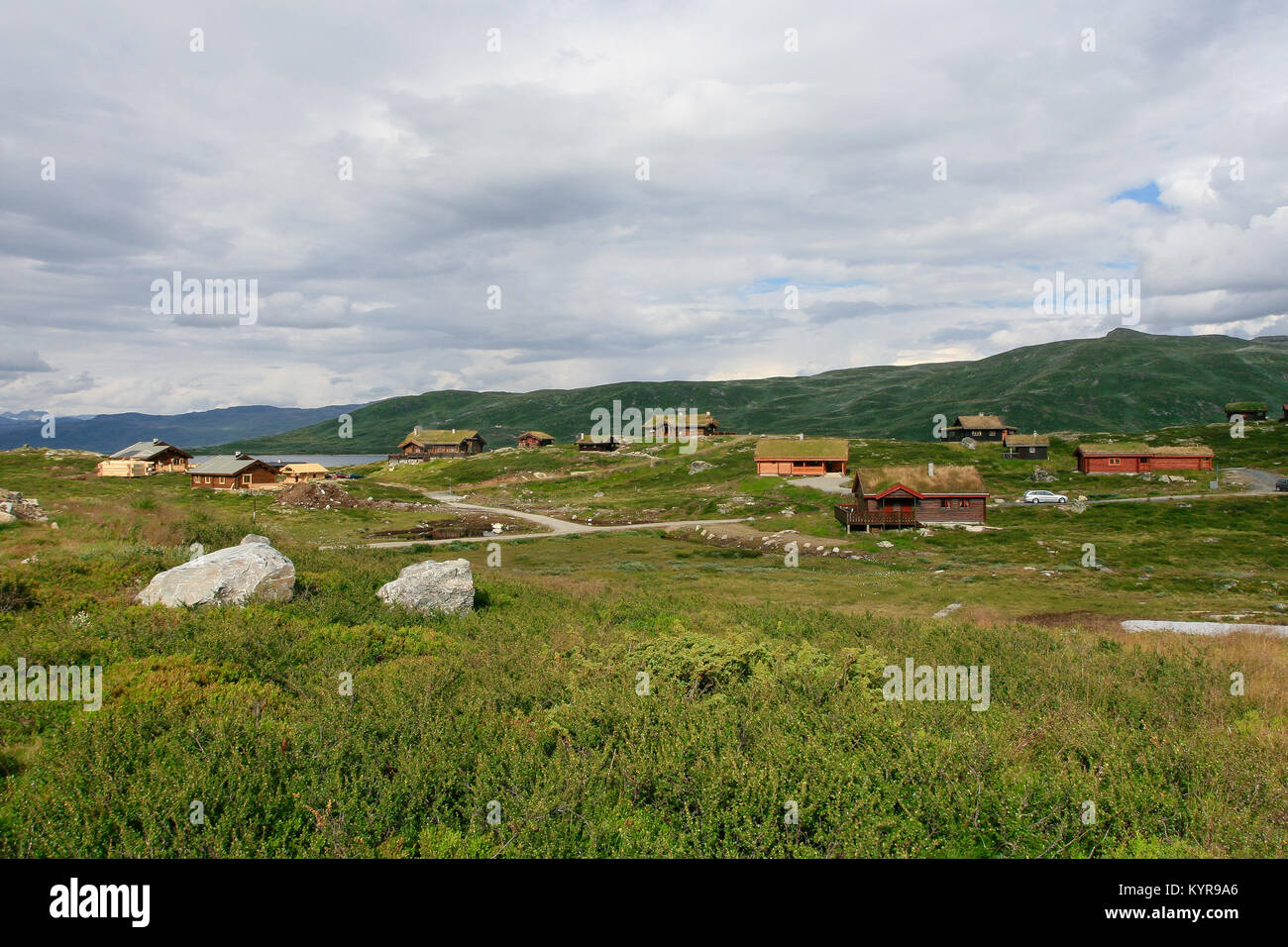 Norwegian Wooden Houses built in traditional technique used in Viking
