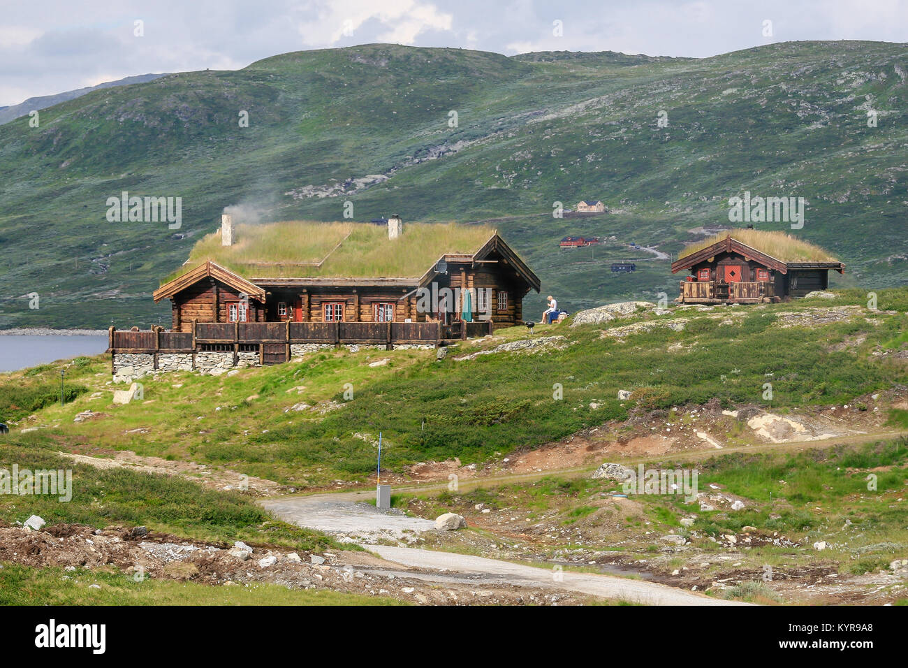Norwegian Wooden Houses built in traditional technique used in Viking