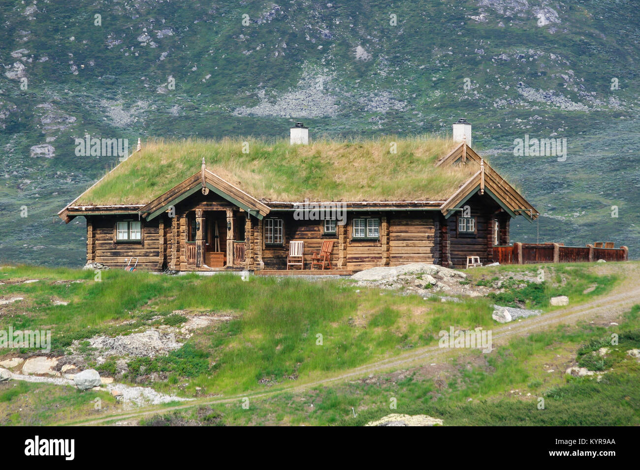 Norwegian Wooden Houses built in traditional technique used in Viking