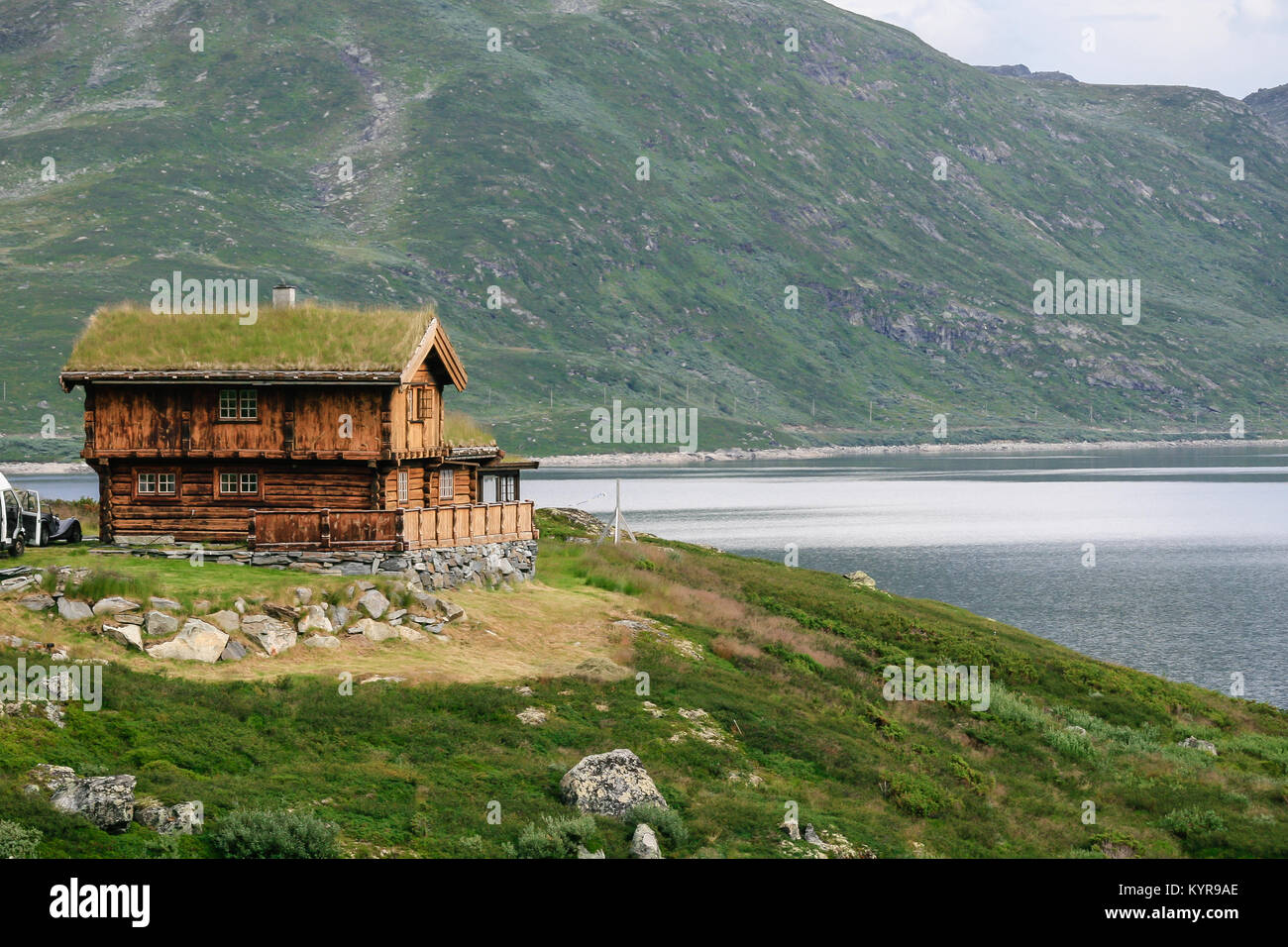 Norwegian Wooden Houses built in traditional technique used in Viking