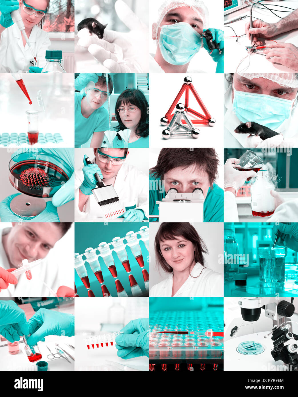 Scientists working in the lab, collage Stock Photo