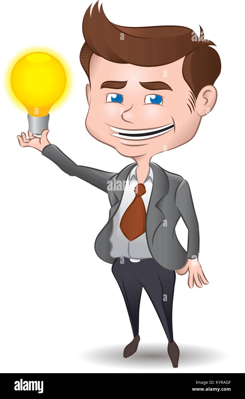 Businessman holding lightbulb Vector illustration Stock Vector Image ...