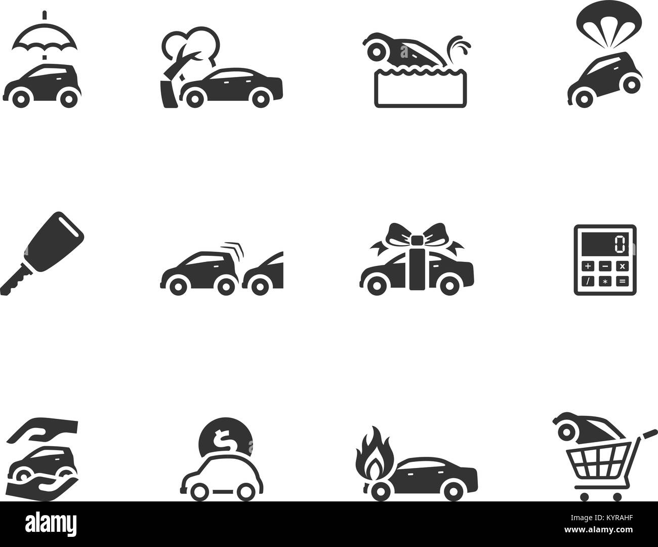 Car insurance icons in single color. Vector illustration. Stock Vector