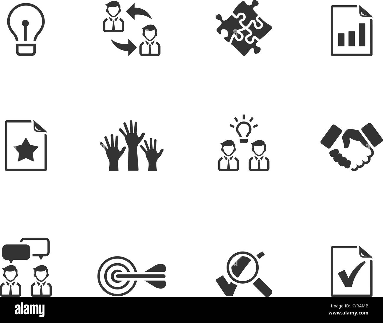 Management icon series in black and white. Vector illustration Stock