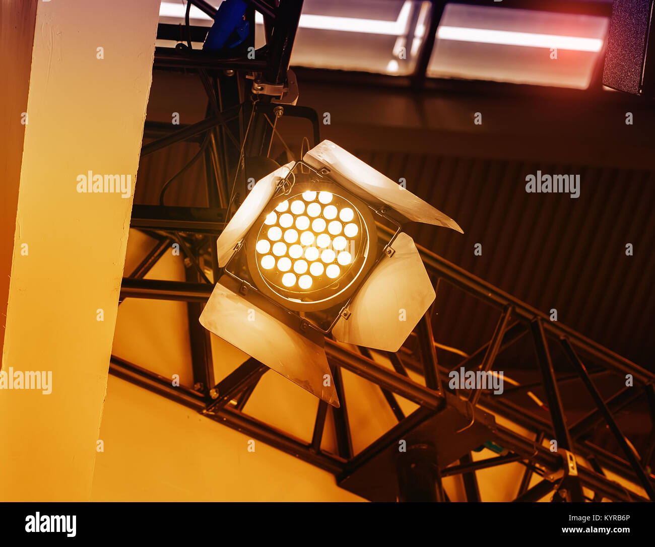 spotlights on a theatre stage Stock Photo Alamy