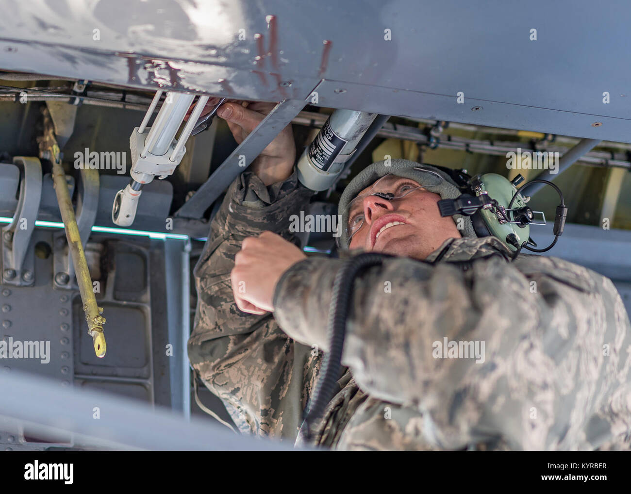 U.S. Air Force hydraulics journeyman of the 101st Air Refueling Wing