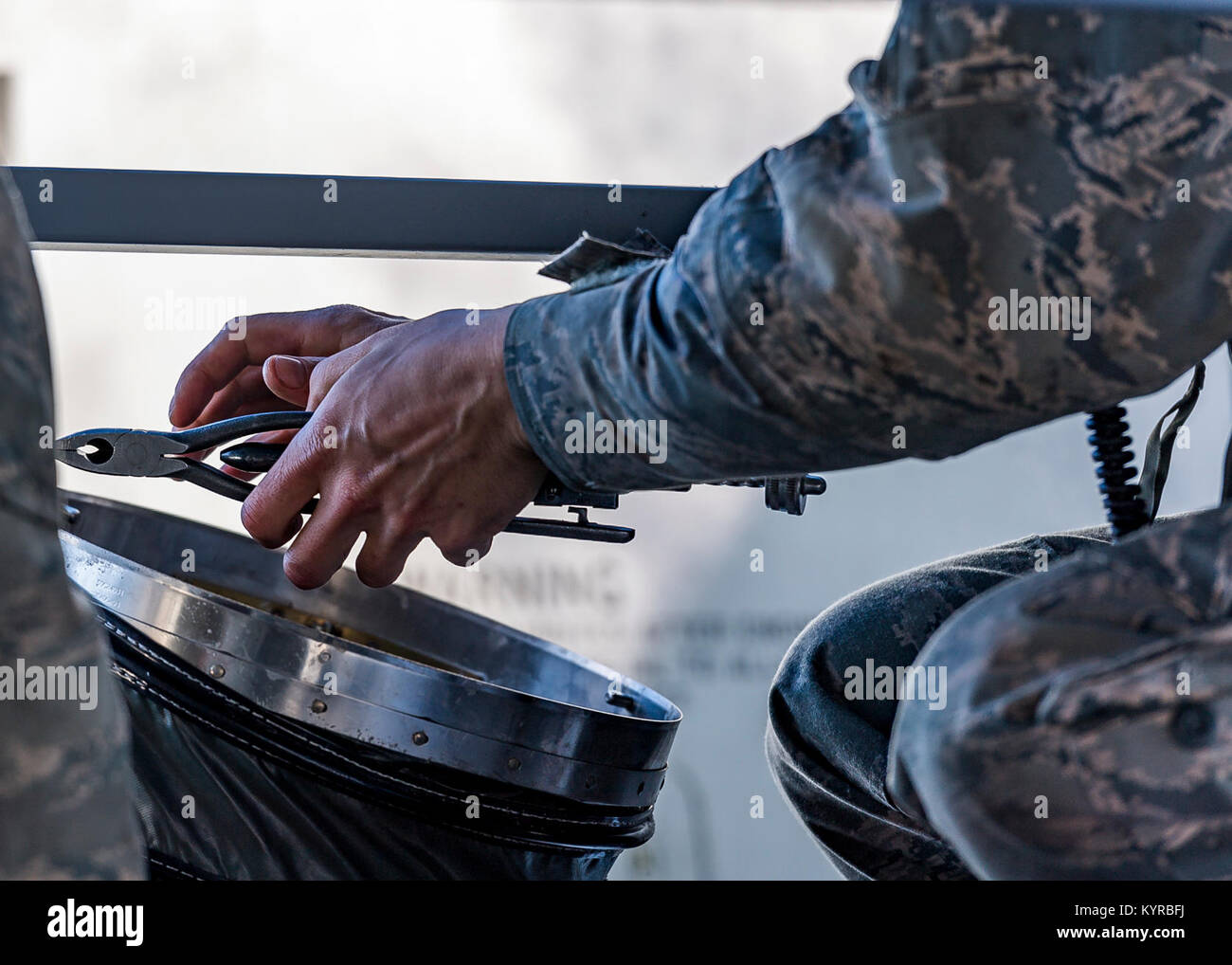U.S. Air Force hydraulics journeyman of the 101st Air Refueling Wing
