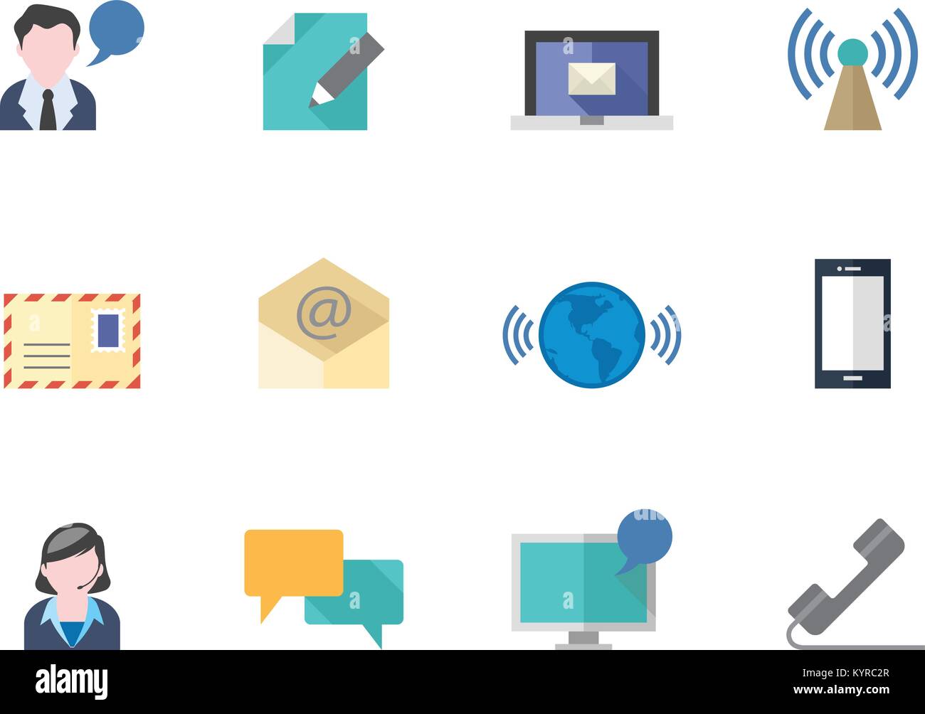 File sharing icon series in flat color style. Vector illustration Stock ...