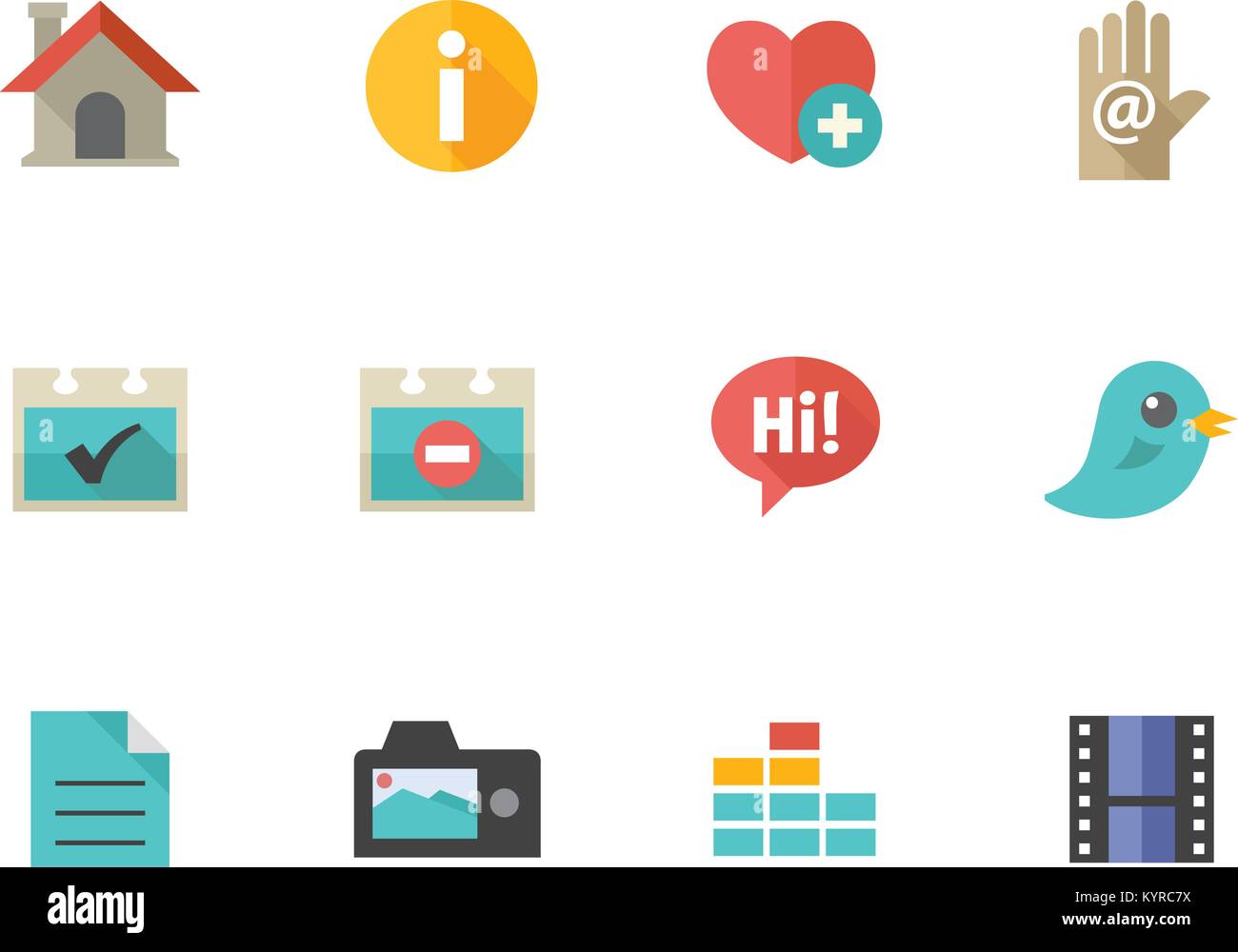 School icon series in flat color style. Vector illustration Stock ...