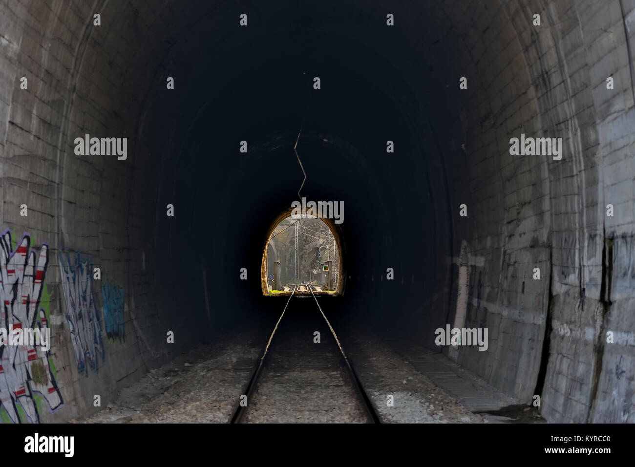 Tunnels and railways. Light on the end of the tunnel Stock Photo Alamy