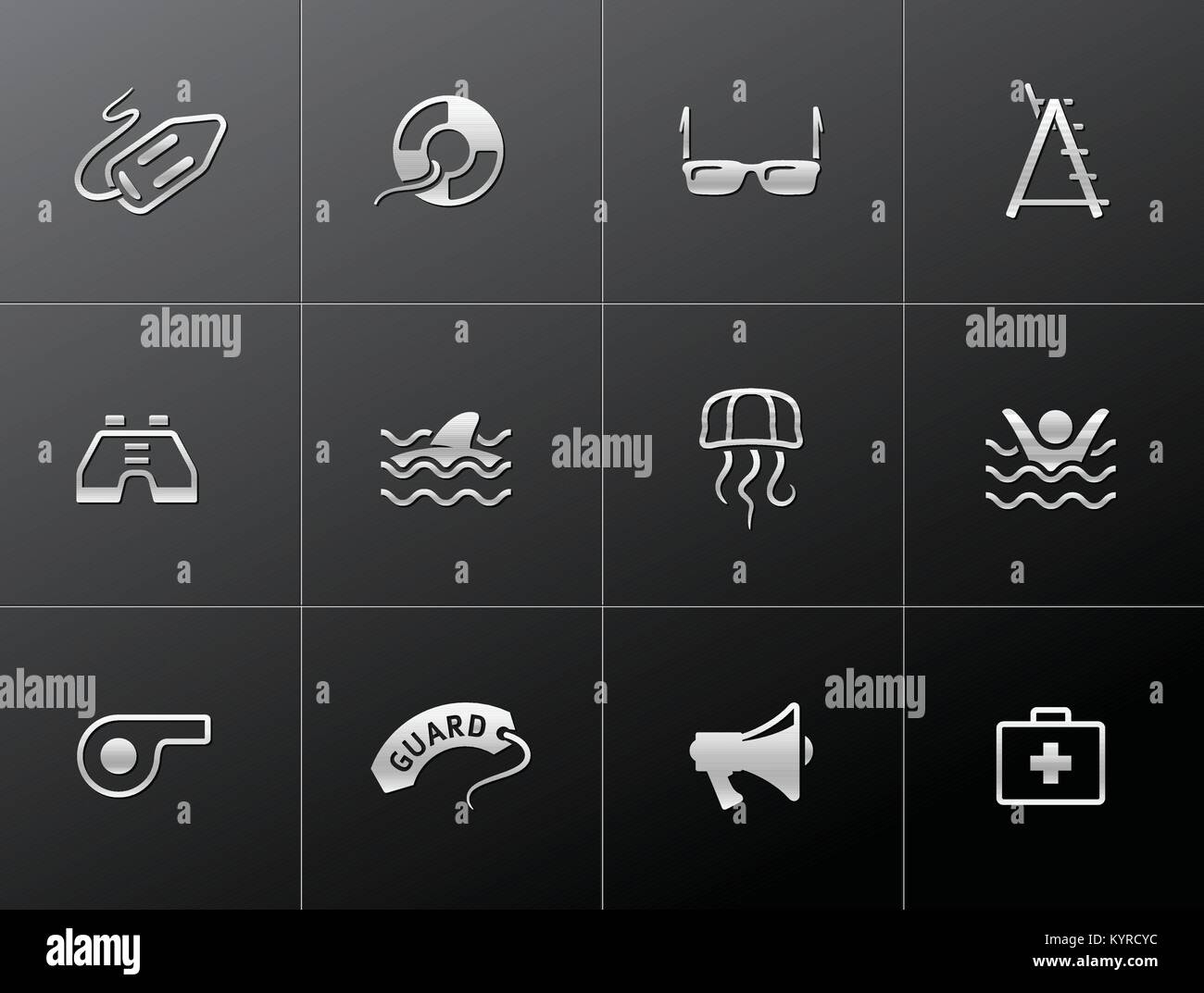 Lifeguard icons in metallic style Stock Vector Image & Art - Alamy
