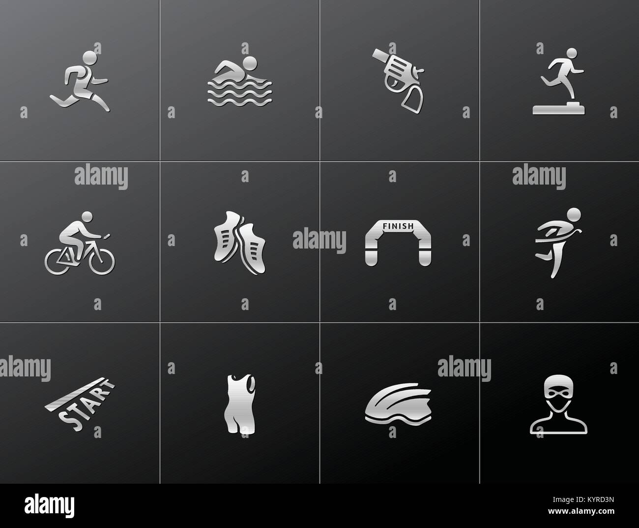 Triathlon icon series in metallic style Stock Vector Image & Art - Alamy